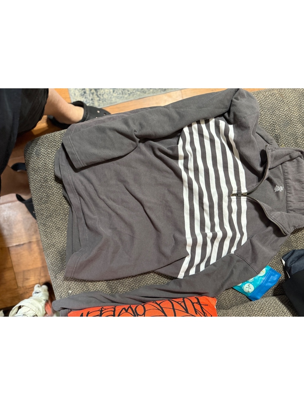 Open Trails Large Half-Zip Pullover Sweatshirt with Striped Design